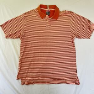 Adidas Golf Polo Climalite Orange and White Stripes Men’s Large Short Sleeve